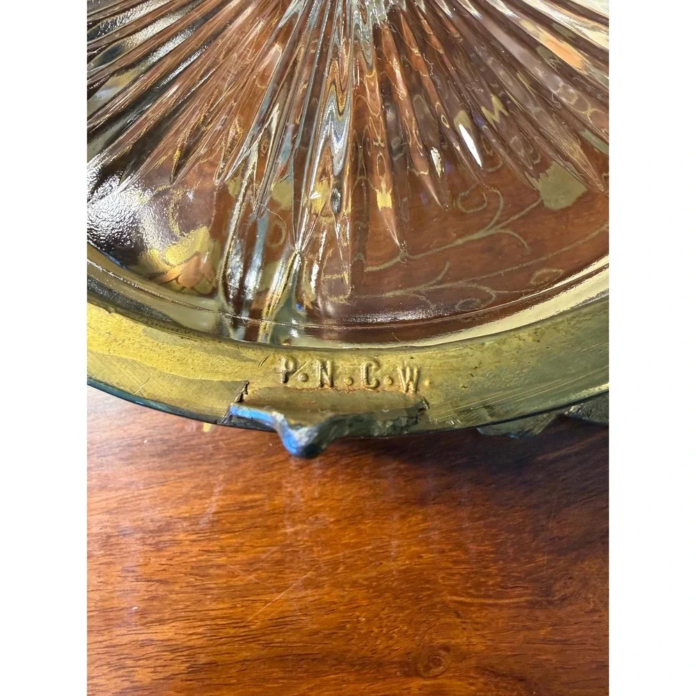 Vintage Brass Vanity Dish with Lid, Hollywood Regency Trinket Box‎